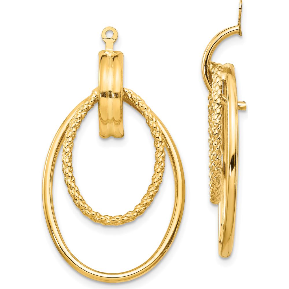 14K Yellow Gold Polished Double Oval Earring Jackets - 36mm Length by 0