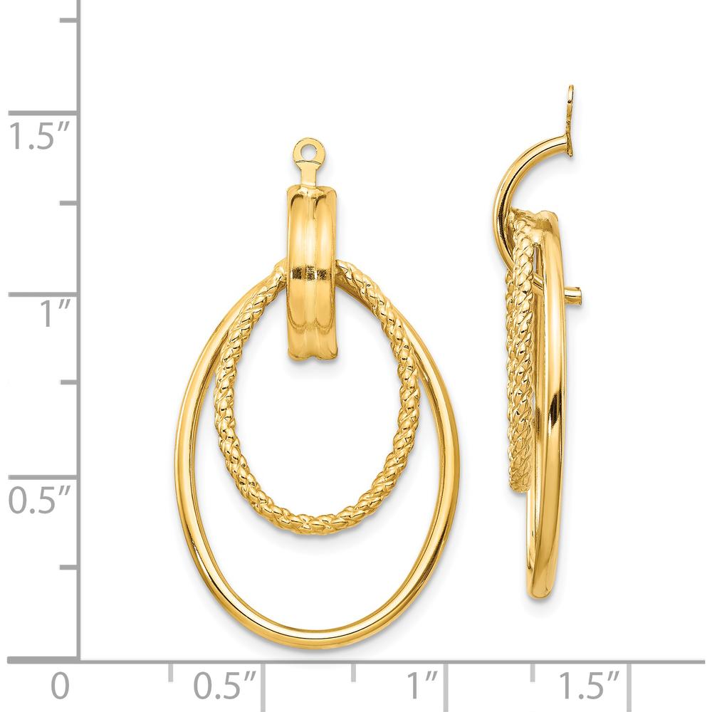 14K Yellow Gold Polished Double Oval Earring Jackets - 36mm Length by 0