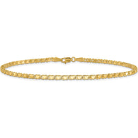 14K Yellow Gold Polished Double-Sided Heart Child's Bracelet - 5.5in Length