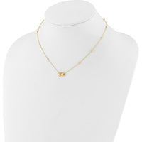 14K Yellow Gold Polished Double Star Necklace with Diamond-Cut Beads and 2" Extender by 0