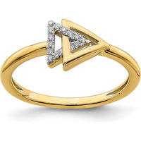 14K Yellow Gold Polished Double Triangle Diamond Ring with 13 Round Diamonds - 0.004 Carat Total Diamond Weight by 0