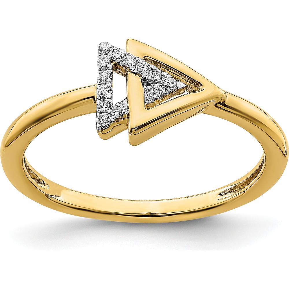 14K Yellow Gold Polished Double Triangle Diamond Ring with 13 Round Diamonds - 0.004 Carat Total Diamond Weight by 0