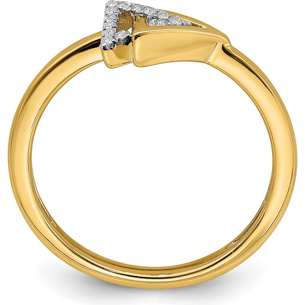14K Yellow Gold Polished Double Triangle Diamond Ring with 13 Round Diamonds - 0.004 Carat Total Diamond Weight by 0