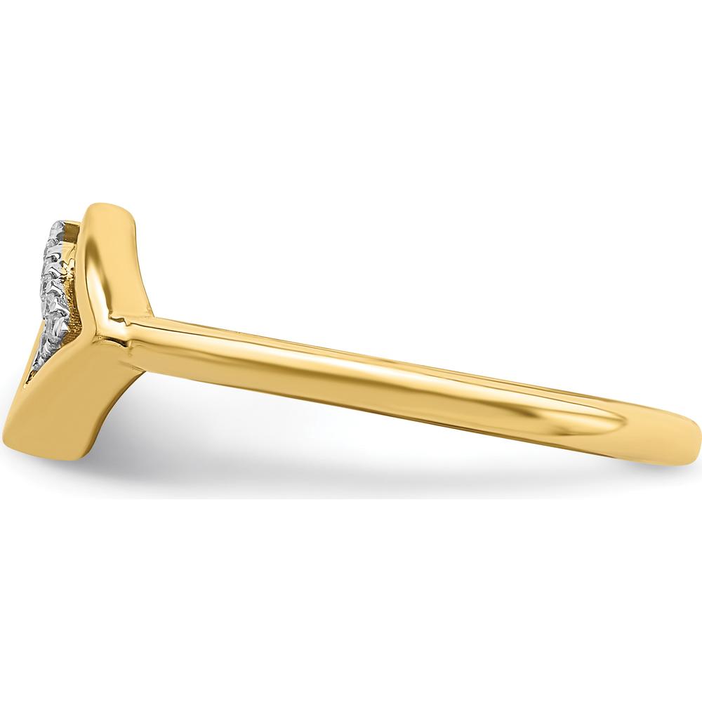 14K Yellow Gold Polished Double Triangle Diamond Ring with 13 Round Diamonds - 0.004 Carat Total Diamond Weight by 0