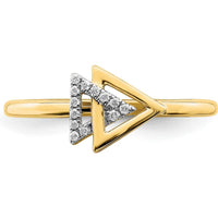 14K Yellow Gold Polished Double Triangle Diamond Ring with 13 Round Diamonds - 0.004 Carat Total Diamond Weight by 0