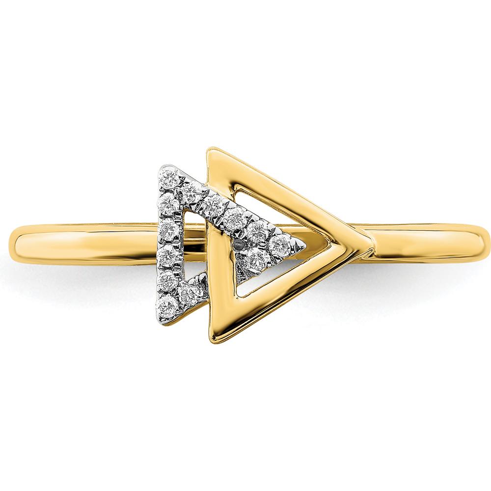 14K Yellow Gold Polished Double Triangle Diamond Ring with 13 Round Diamonds - 0.004 Carat Total Diamond Weight by 0