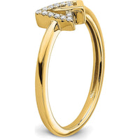 14K Yellow Gold Polished Double Triangle Diamond Ring with 13 Round Diamonds - 0.004 Carat Total Diamond Weight by 0
