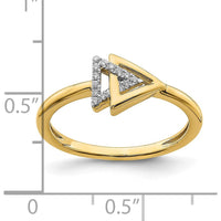 14K Yellow Gold Polished Double Triangle Diamond Ring with 13 Round Diamonds - 0.004 Carat Total Diamond Weight by 0