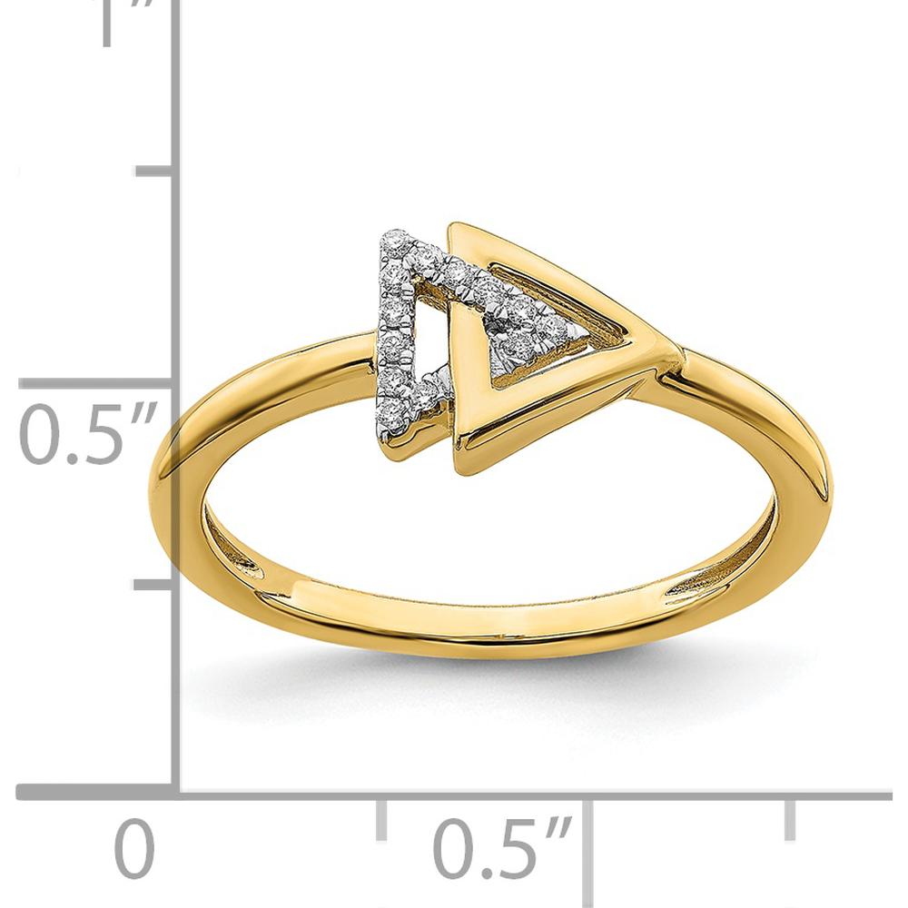 14K Yellow Gold Polished Double Triangle Diamond Ring with 13 Round Diamonds - 0.004 Carat Total Diamond Weight by 0