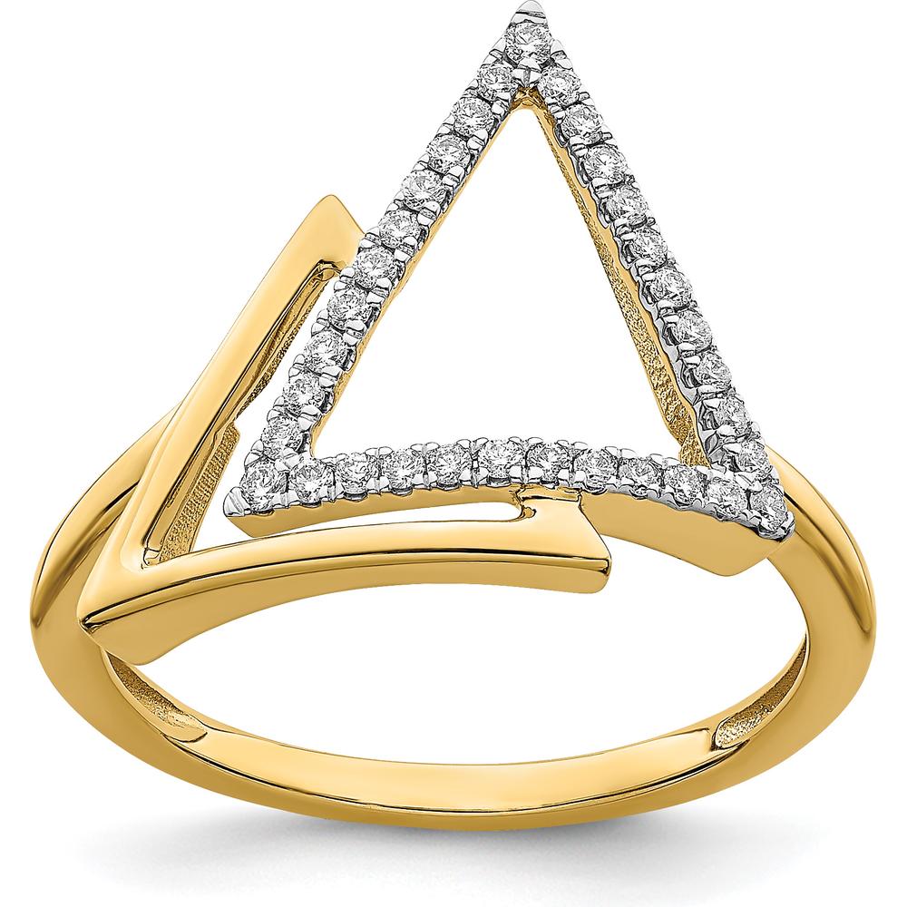 14K Yellow Gold Polished Double Triangle Diamond Ring with Round Diamonds - 0.21 Carat Total Diamond Weight by 0