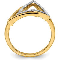 14K Yellow Gold Polished Double Triangle Diamond Ring with Round Diamonds - 0.21 Carat Total Diamond Weight by 0