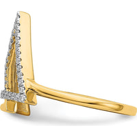 14K Yellow Gold Polished Double Triangle Diamond Ring with Round Diamonds - 0.21 Carat Total Diamond Weight by 0