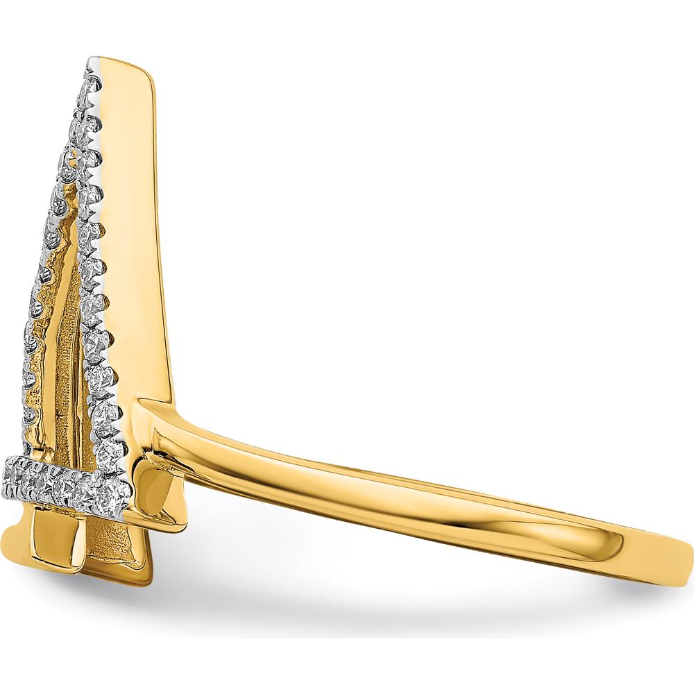 14K Yellow Gold Polished Double Triangle Diamond Ring with Round Diamonds - 0.21 Carat Total Diamond Weight by 0