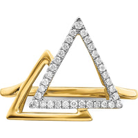 14K Yellow Gold Polished Double Triangle Diamond Ring with Round Diamonds - 0.21 Carat Total Diamond Weight by 0