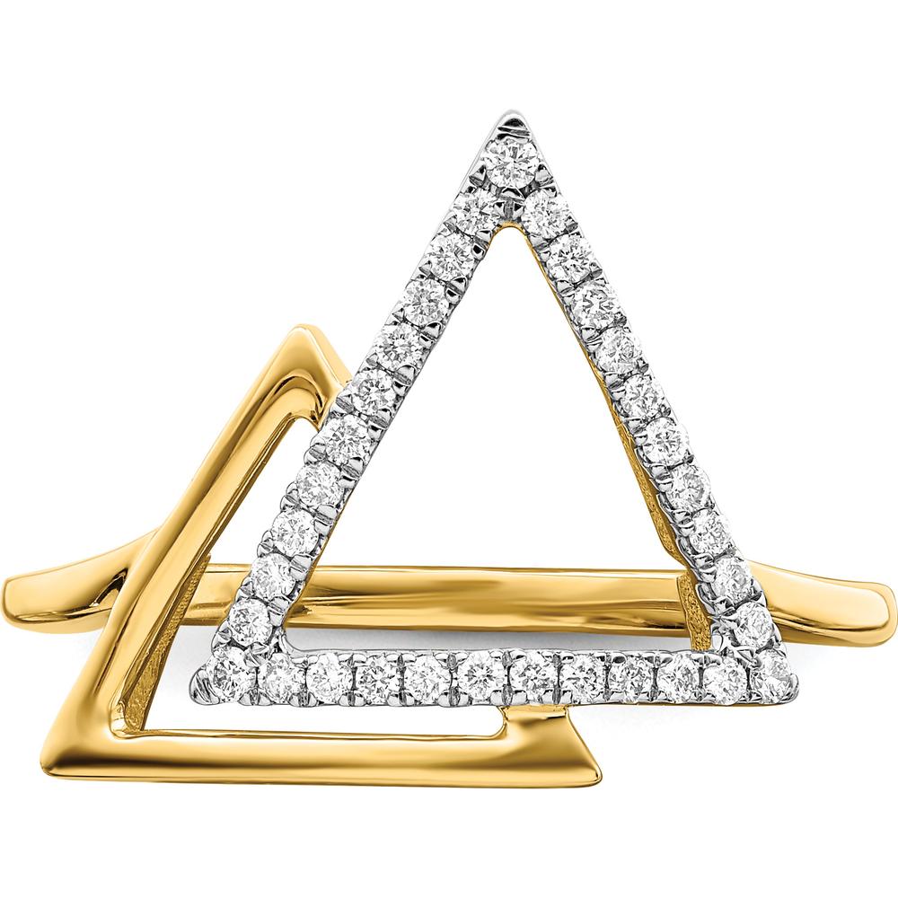 14K Yellow Gold Polished Double Triangle Diamond Ring with Round Diamonds - 0.21 Carat Total Diamond Weight by 0