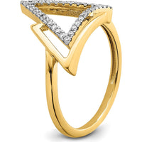 14K Yellow Gold Polished Double Triangle Diamond Ring with Round Diamonds - 0.21 Carat Total Diamond Weight by 0