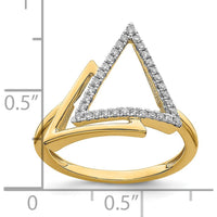 14K Yellow Gold Polished Double Triangle Diamond Ring with Round Diamonds - 0.21 Carat Total Diamond Weight by 0