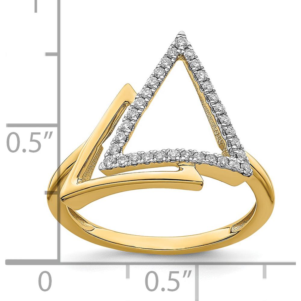 14K Yellow Gold Polished Double Triangle Diamond Ring with Round Diamonds - 0.21 Carat Total Diamond Weight by 0