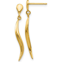 14K Yellow Gold Polished Drop Dangle Earrings - 26mm Long by Oro Pregiato