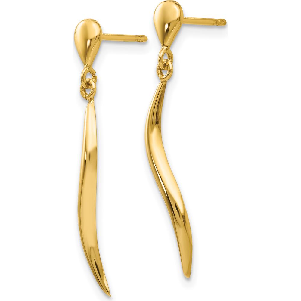 14K Yellow Gold Polished Drop Dangle Earrings - 26mm Long by Oro Pregiato