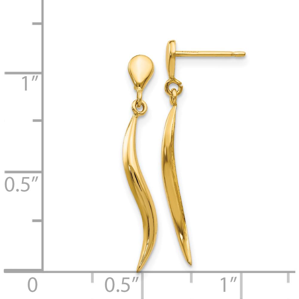 14K Yellow Gold Polished Drop Dangle Earrings - 26mm Long by Oro Pregiato