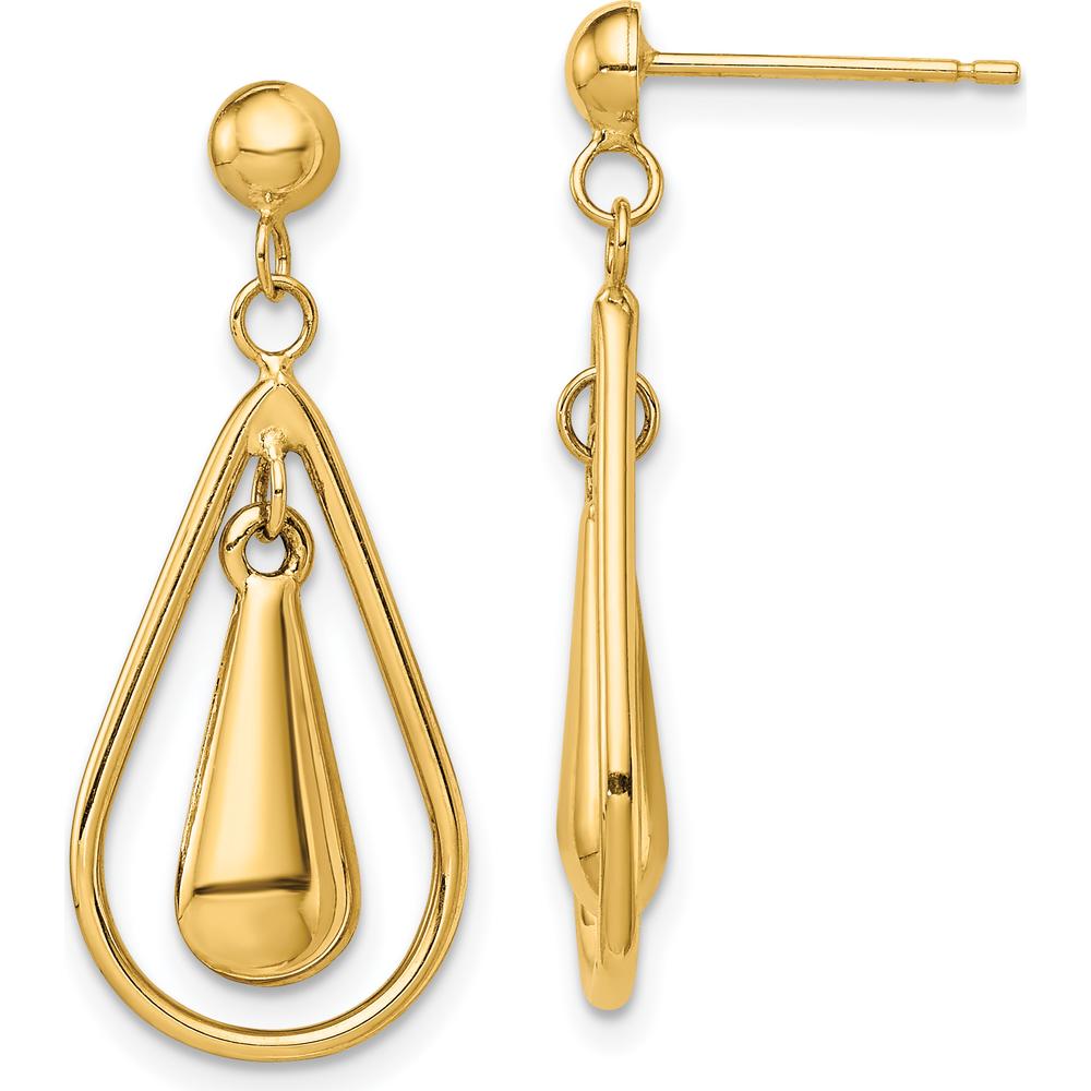 14K Yellow Gold Polished Drop Dangle Earrings by 0