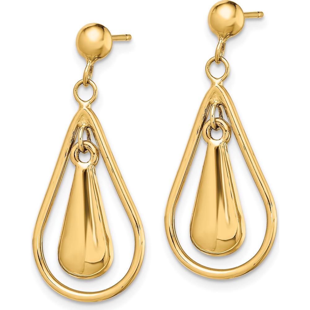 14K Yellow Gold Polished Drop Dangle Earrings by 0
