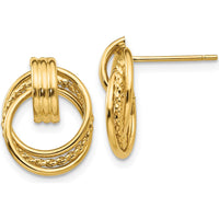 14K Yellow Gold Polished Drop Earrings - 14mm Length, 11mm Width by Oro Pregiato