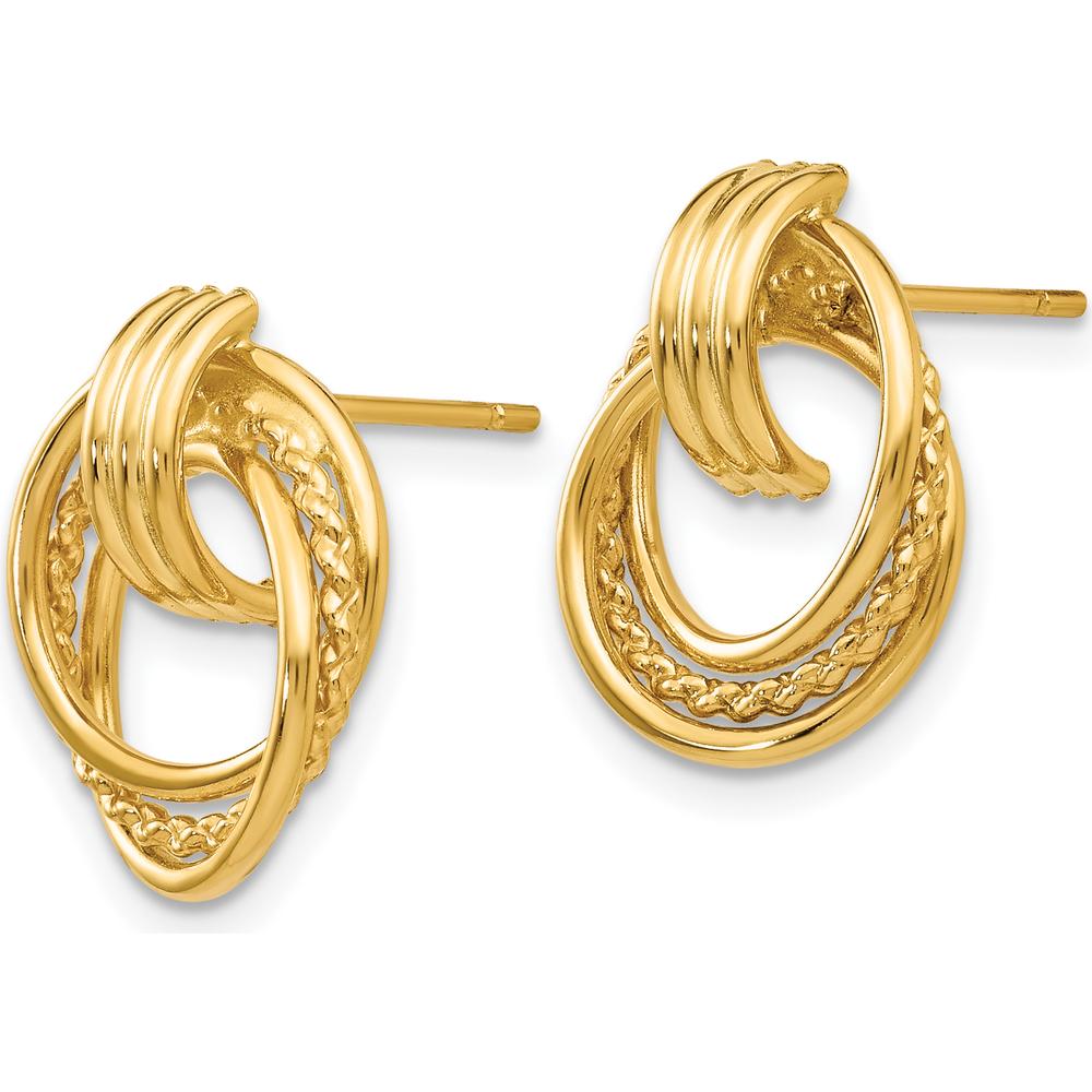 14K Yellow Gold Polished Drop Earrings - 14mm Length, 11mm Width by Oro Pregiato