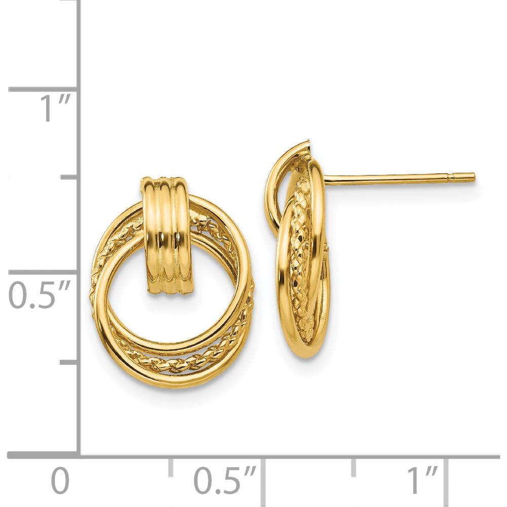 14K Yellow Gold Polished Drop Earrings - 14mm Length, 11mm Width by Oro Pregiato