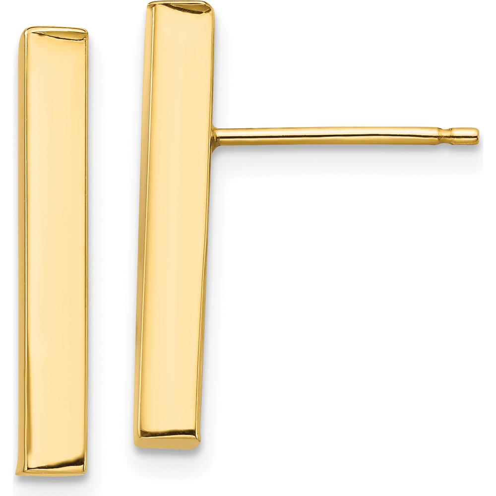 14K Yellow Gold Polished Drop Post Earrings - Elegant Minimalist Design by 0