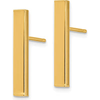 14K Yellow Gold Polished Drop Post Earrings - Elegant Minimalist Design by 0