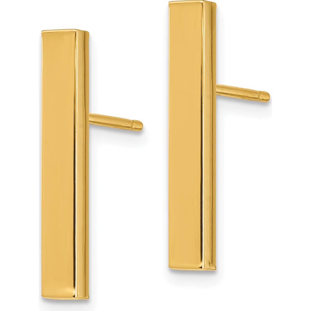 14K Yellow Gold Polished Drop Post Earrings - Elegant Minimalist Design by 0