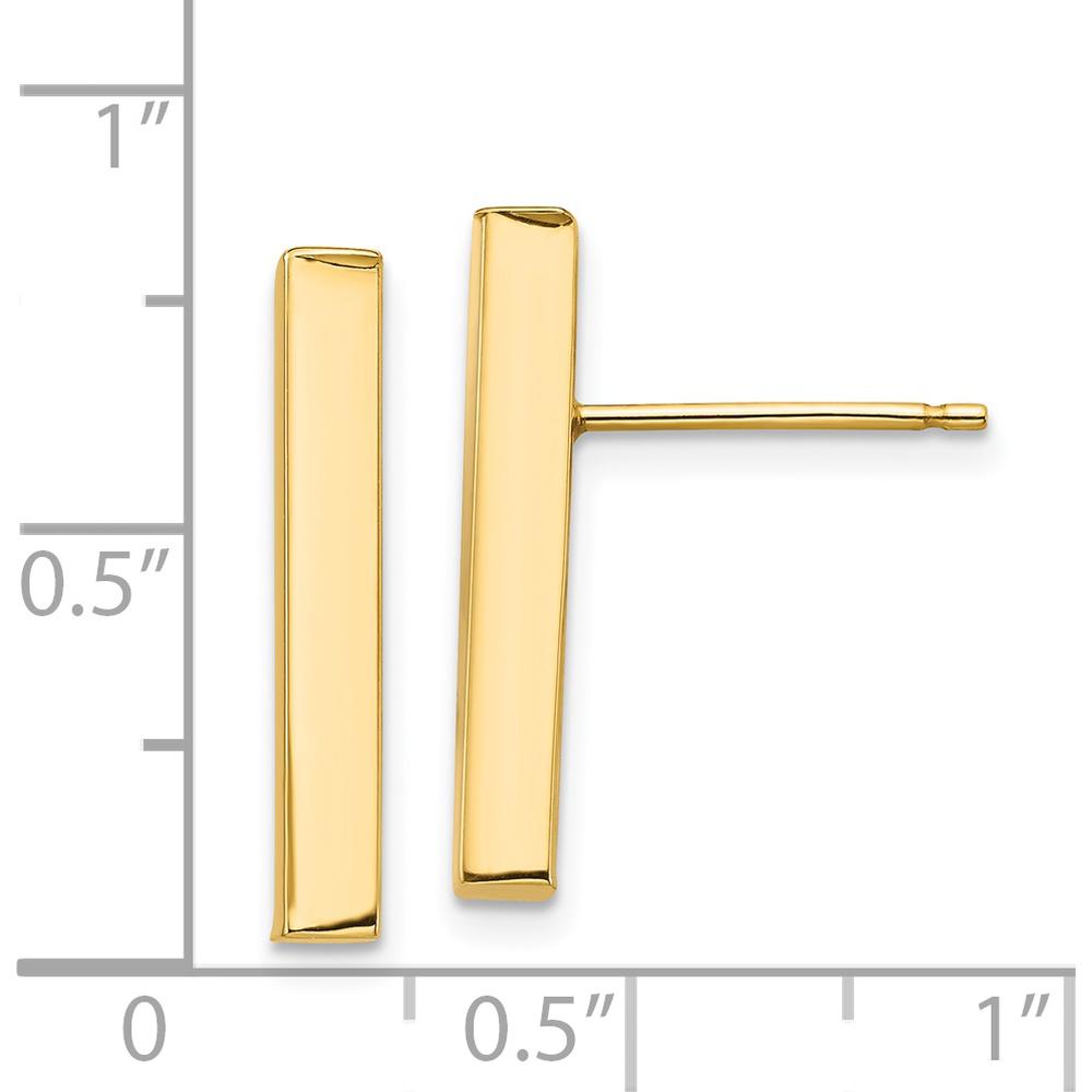 14K Yellow Gold Polished Drop Post Earrings - Elegant Minimalist Design by 0