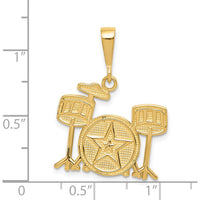 14K Yellow Gold Polished Drum Set Charm with Textured Design by Oro Pregiato
