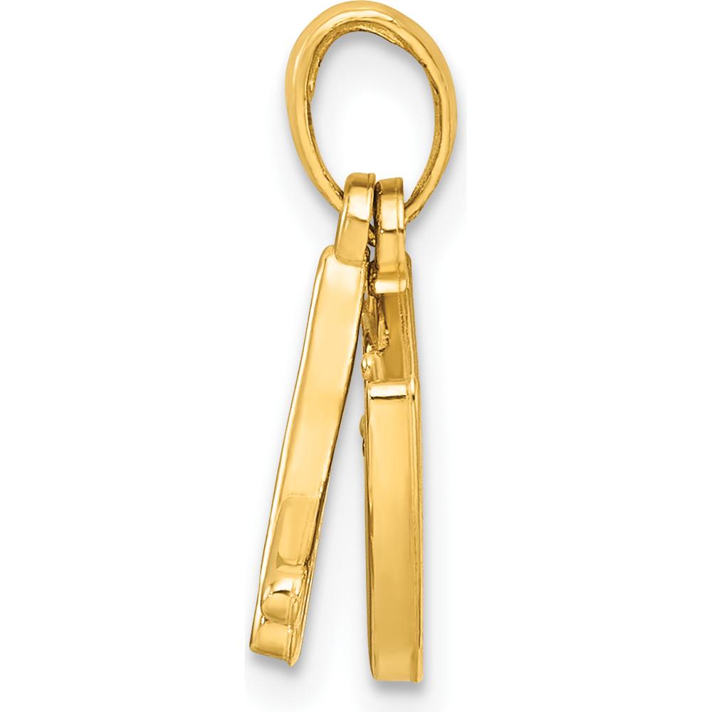 14K Yellow Gold Polished Drumsticks Pendant - Musical Charm for Music Lovers by Oro Pregiato