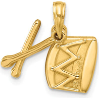 14K Yellow Gold Polished Drumsticks Pendant - Musical Charm for Music Lovers by Oro Pregiato