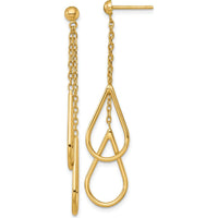 14K Yellow Gold Polished Dual Teardrop Chain Dangle Earrings - 50mm Length by 0