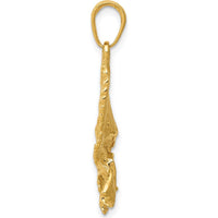 14K Yellow Gold Polished Eagle Charm Pendant - 21mm Length by Oro Pregiato