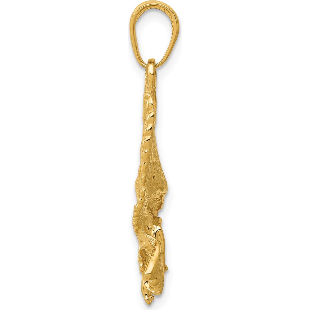 14K Yellow Gold Polished Eagle Charm Pendant - 21mm Length by Oro Pregiato