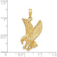 14K Yellow Gold Polished Eagle Charm Pendant - 21mm Length by Oro Pregiato