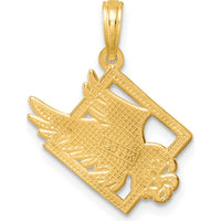 14K Yellow Gold Polished Eagle in Square Pendant - Unique Symbolic Design by Oro Pregiato