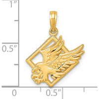 14K Yellow Gold Polished Eagle in Square Pendant - Unique Symbolic Design by Oro Pregiato