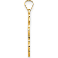 14K Yellow Gold Polished Eastern Orthodox Blue Enamel Solid Cross Pendant - 26.2mm Length by Oro Pregiato