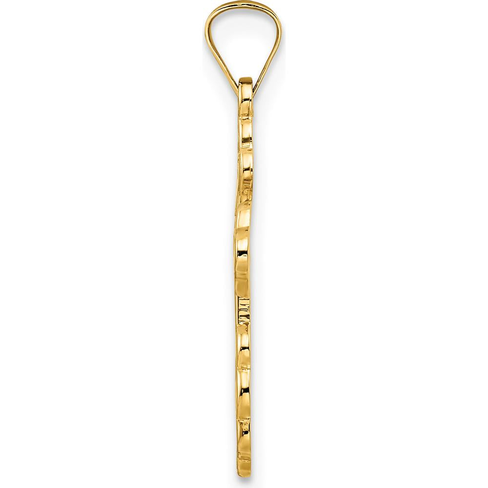 14K Yellow Gold Polished Eastern Orthodox Blue Enamel Solid Cross Pendant - 26.2mm Length by Oro Pregiato
