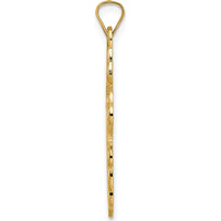 14K Yellow Gold Polished Eastern Orthodox Blue Enamel Solid Cross Pendant - 33.15mm Length by Oro Pregiato