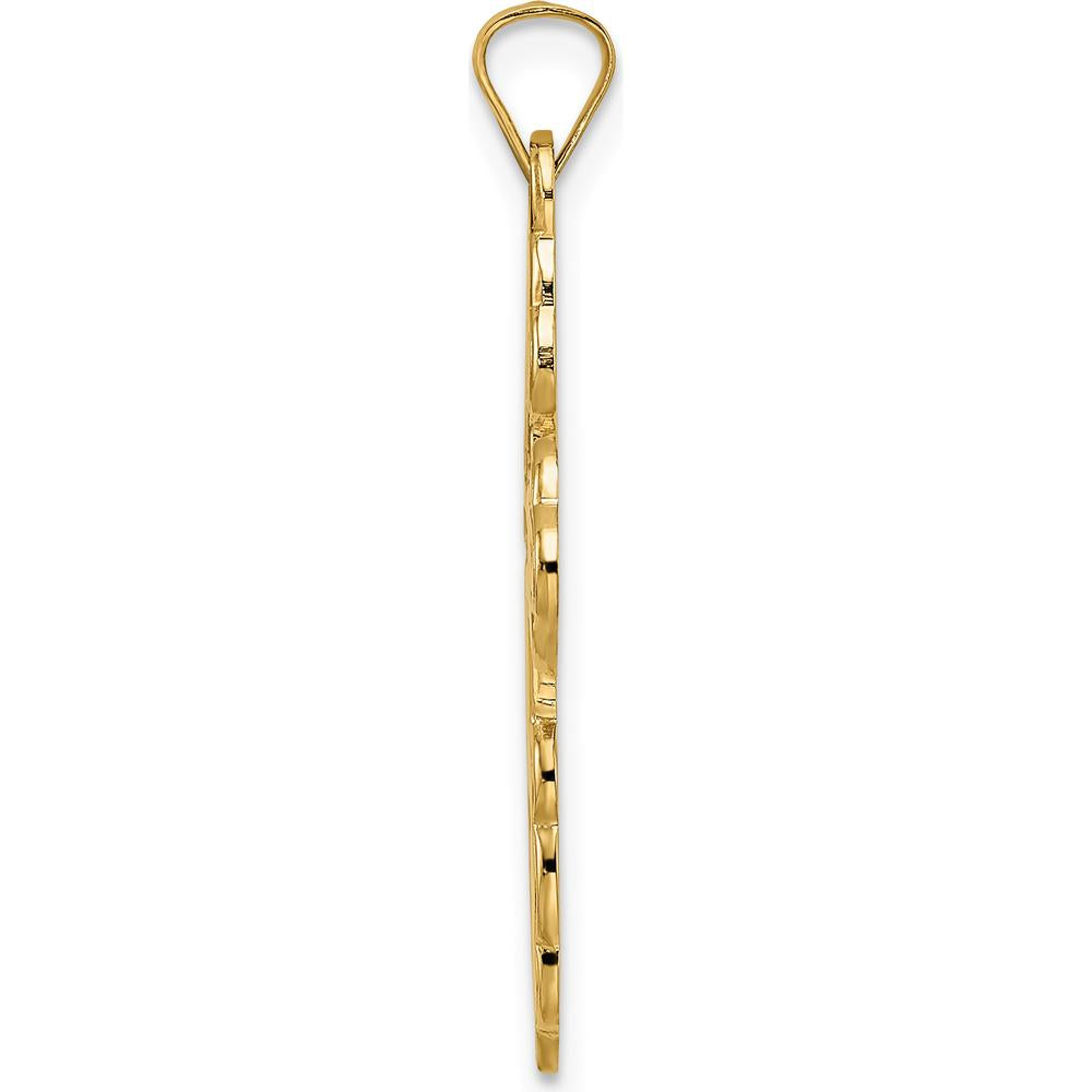 14K Yellow Gold Polished Eastern Orthodox Blue Enamel Solid Cross Pendant - 33.15mm Length by Oro Pregiato