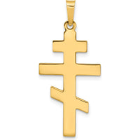 14K Yellow Gold Polished Eastern Orthodox Cross Charm - 34mm Length by Oro Pregiato