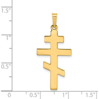 14K Yellow Gold Polished Eastern Orthodox Cross Charm - 34mm Length by Oro Pregiato