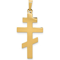 14K Yellow Gold Polished Eastern Orthodox Cross Charm - 34mm Length by Oro Pregiato
